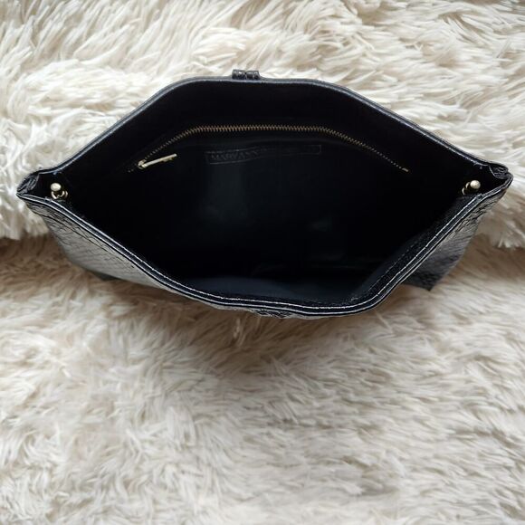 Mary Ann Rosenfeld Clutch Handbag Black Faux Leather 12"Wx8"H Vintage - Picture 5 of 10